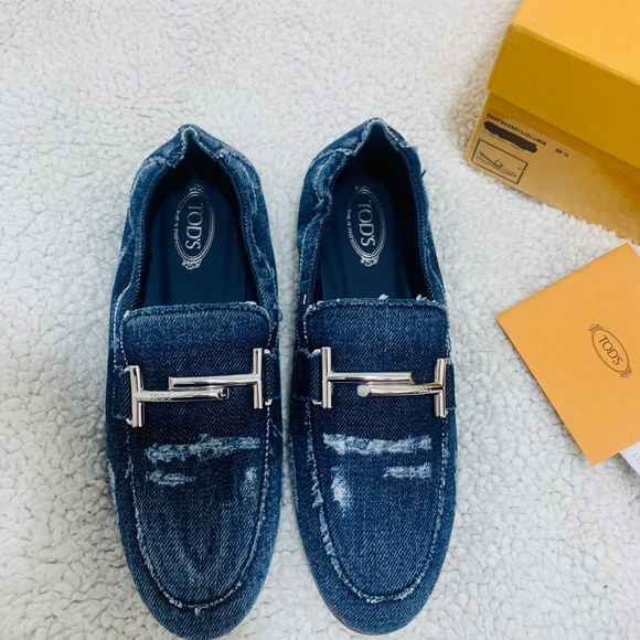 Tods Double T Denim Loafers - NWT 5.5 - Picture 2 of 10